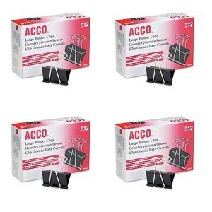 ACCO 48 Large Binder Clips 2" W, 1 1/16" capacity